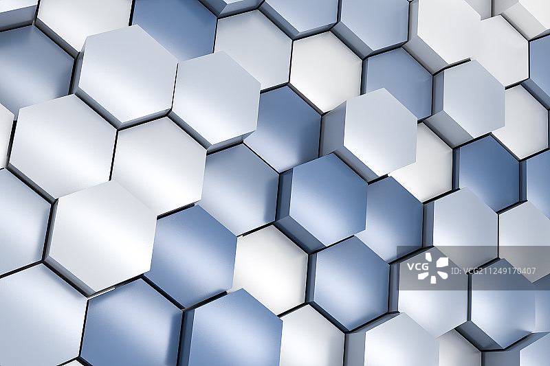 六边形图形散布，三维渲染图片素材