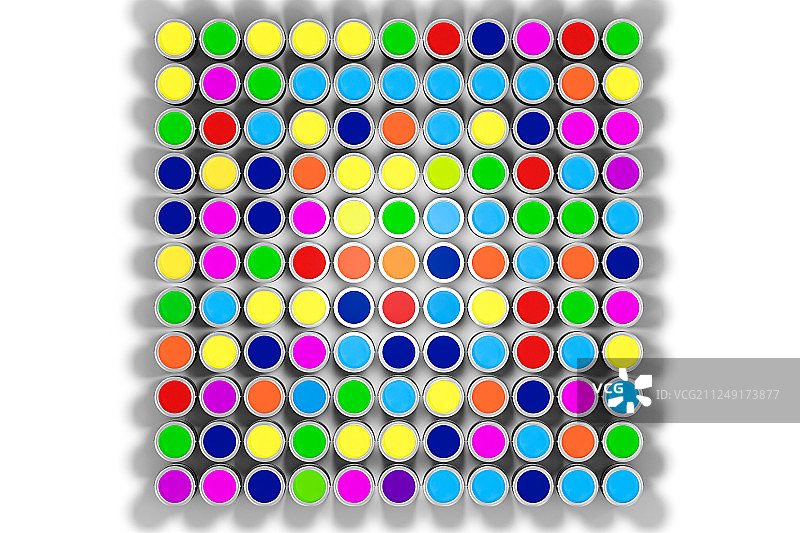 桶装颜料色彩搭配，三维渲染图片素材