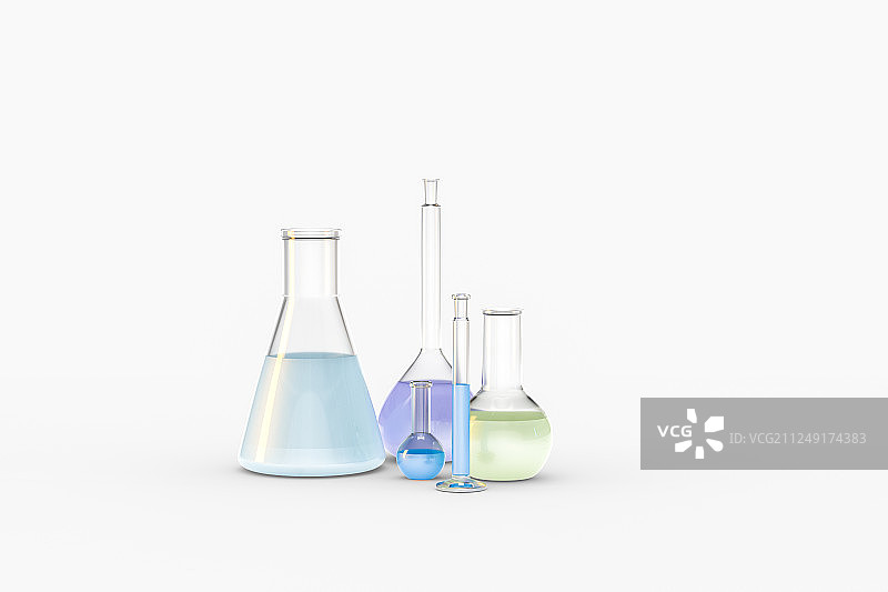 三维渲染，实验室的化学器皿图片素材