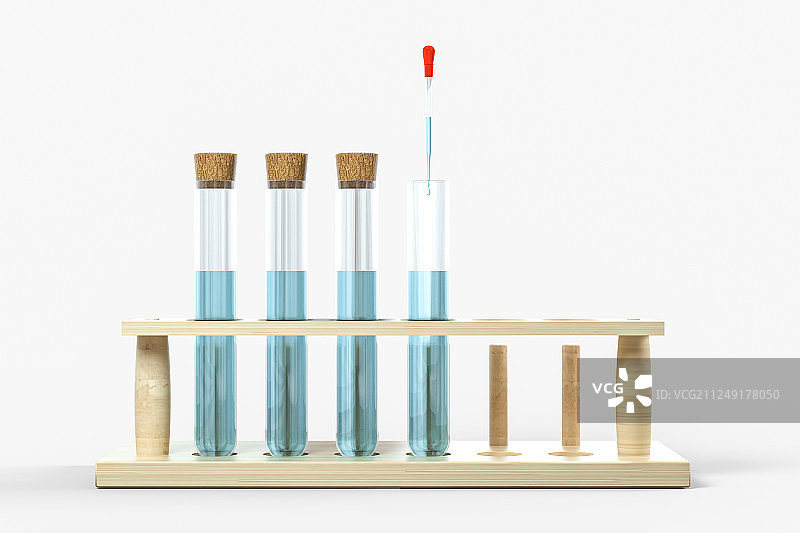 实验室的化学器皿试管，三维渲染图片素材