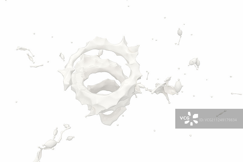 空中飞舞旋转的液体，三维渲染图片素材