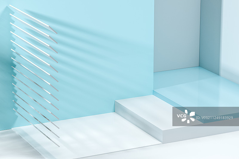 三维渲染，浅色创意室内空间图片素材