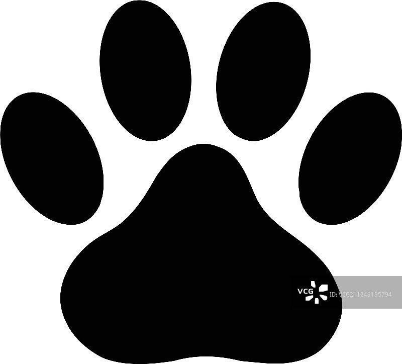 白色背景上的黑色爪印图标图片素材
