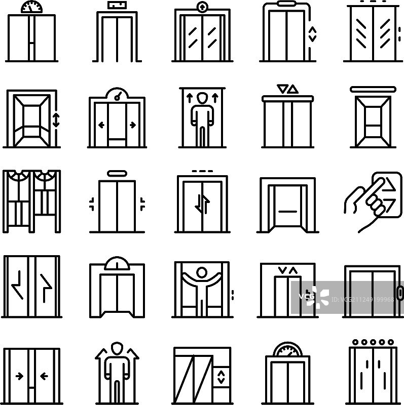 电梯图标轮廓样式合集图片素材