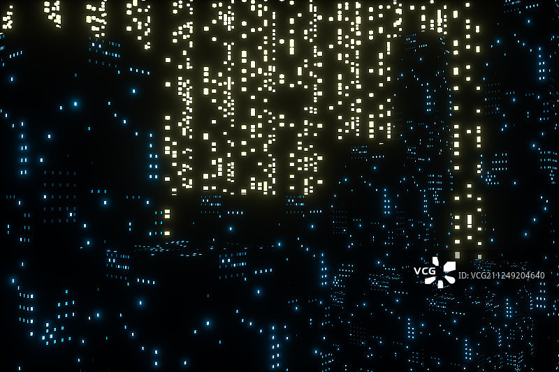 流动的数字背景与黑色背景，三维渲染图片素材