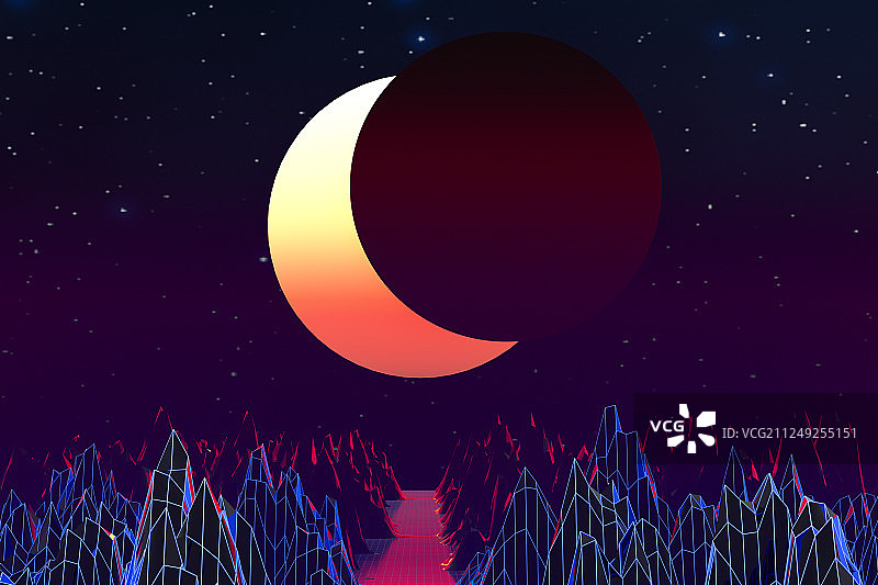 复古三维蒸汽波艺术风格背景，三维渲染图片素材