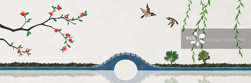 西湖春天苏堤春晓图片素材