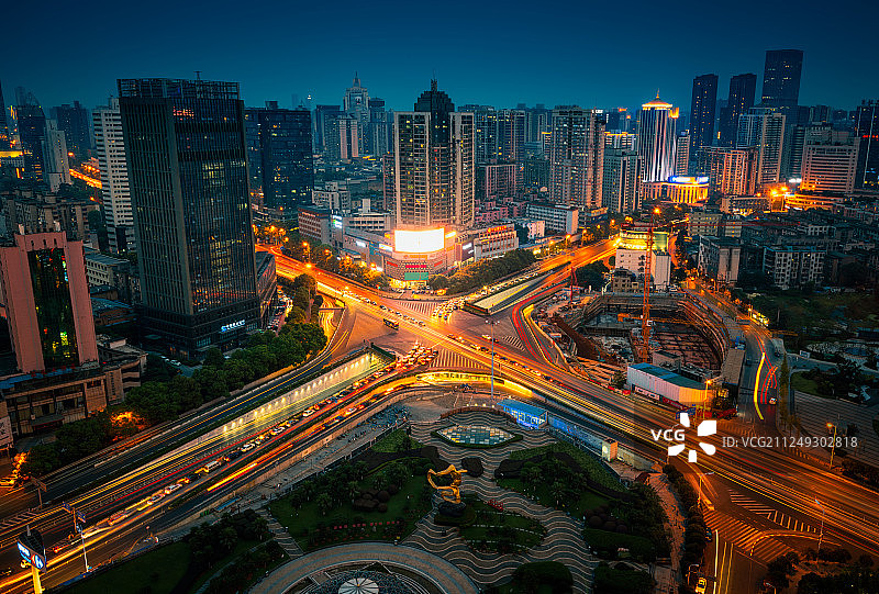 长沙市芙蓉广场夜景城市天际线图片素材