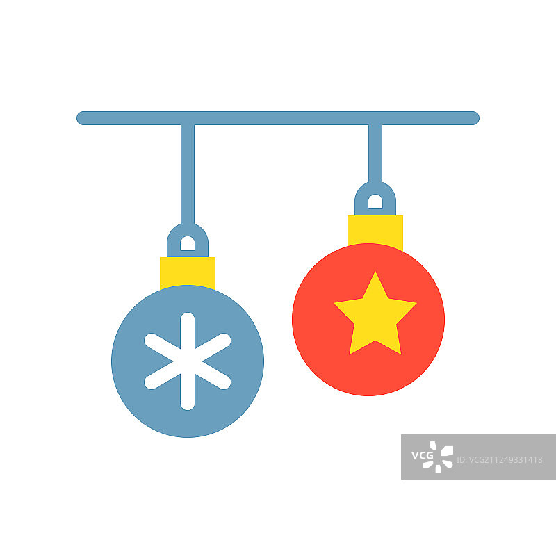 圣诞节相关的扁平风格图标图片素材