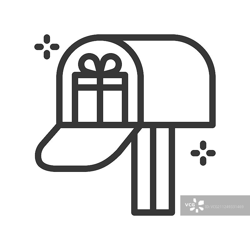 邮箱圣诞节相关线条样式图标图片素材