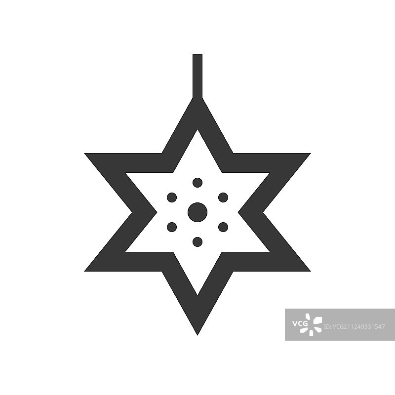 圣诞主题实心风格大卫之星图标图片素材