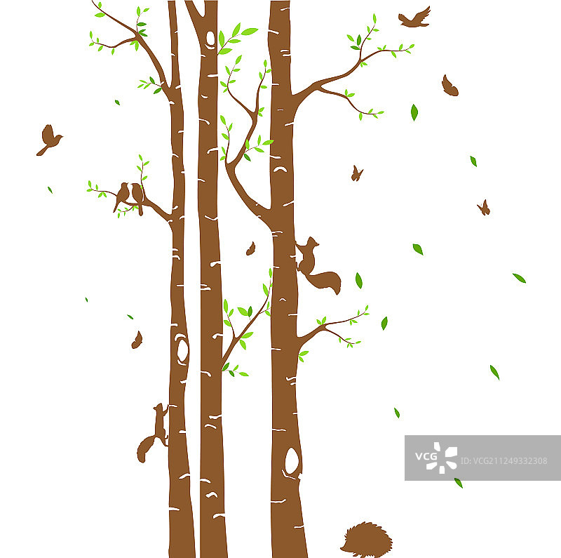 树枝与鸟类剪影图片素材