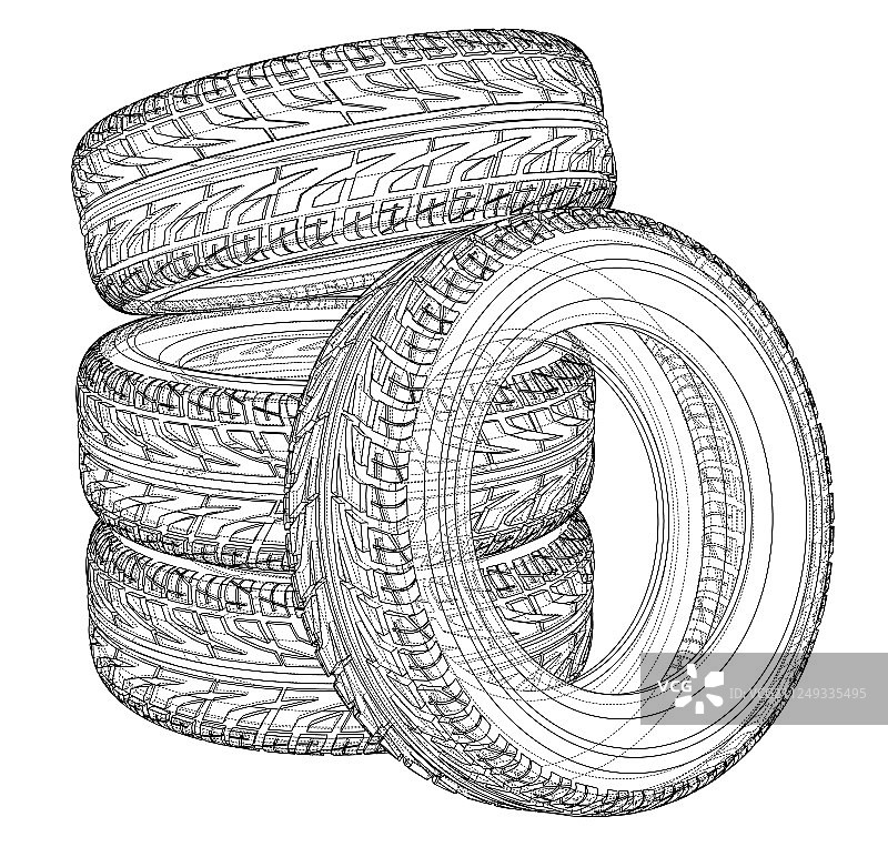 汽车轮胎3d概念渲染图片素材
