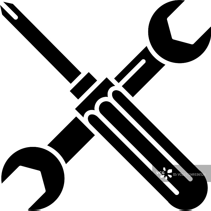 螺丝刀和扳手黑色图标图片素材