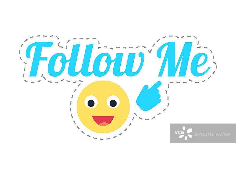 关注我表情符号和文字拇指标贴图片素材