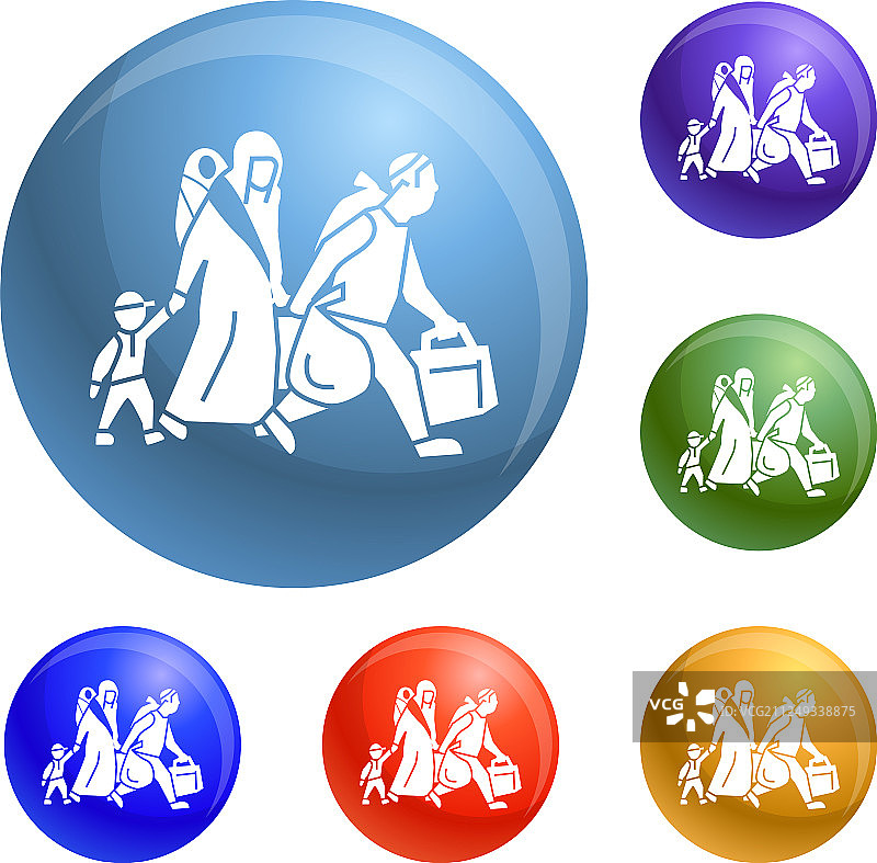 移民家庭离家图标集图片素材