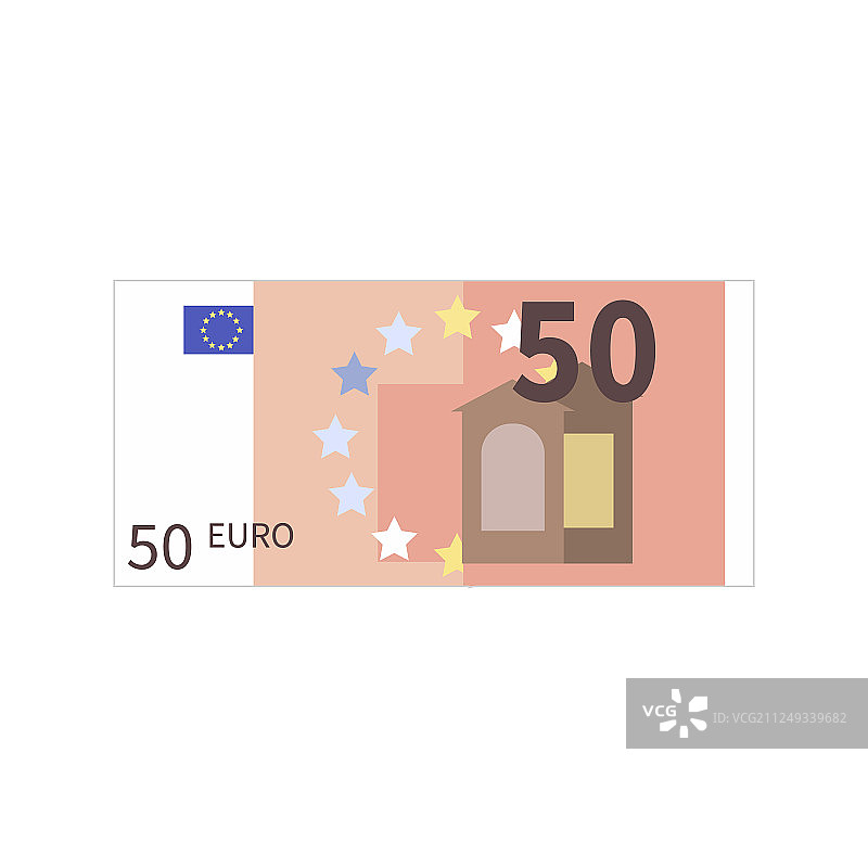扁平简约50欧元纸币（白色背景）图片素材