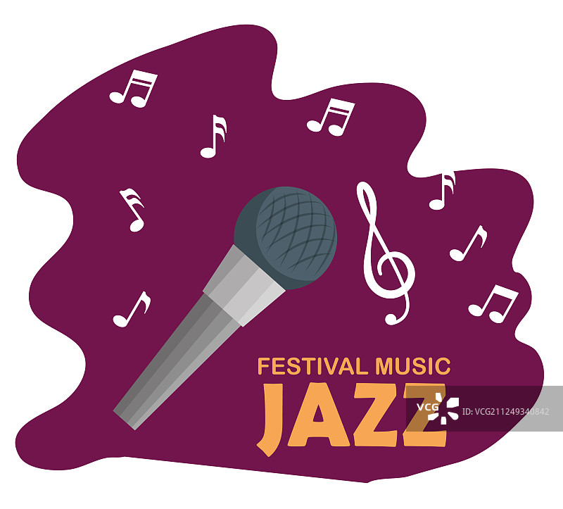爵士乐日的麦克风和音符图片素材