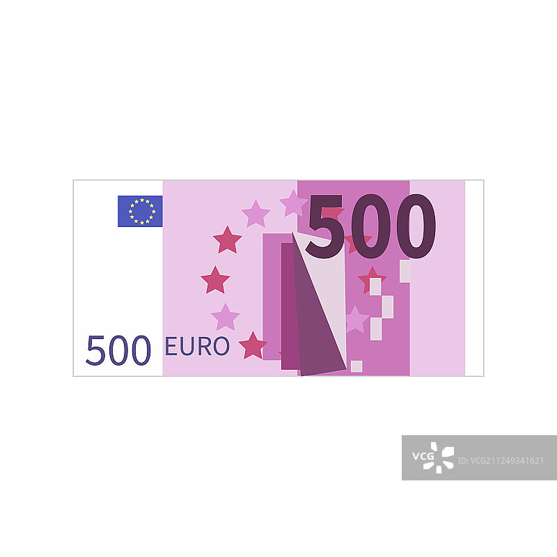 扁平风白色背景上的简约五百欧元纸币图片素材