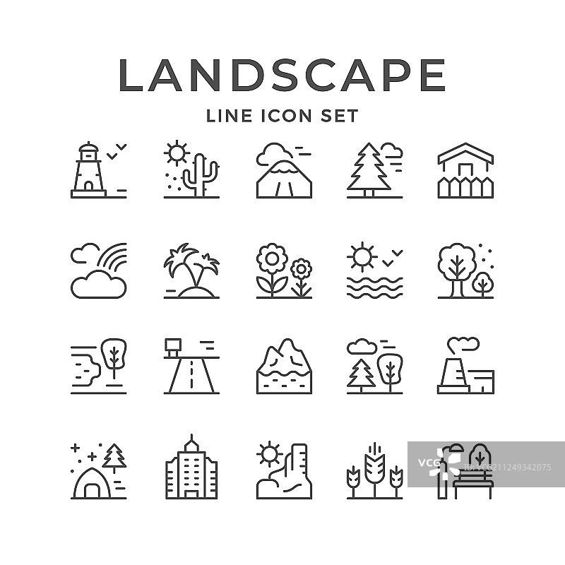 风景轮廓线条图标图片素材