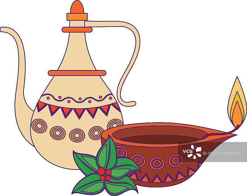 印度传统茶壶卡通图标图片素材