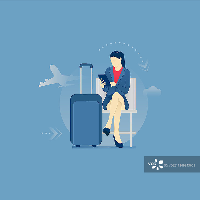 在机场休息室的女商人图片素材