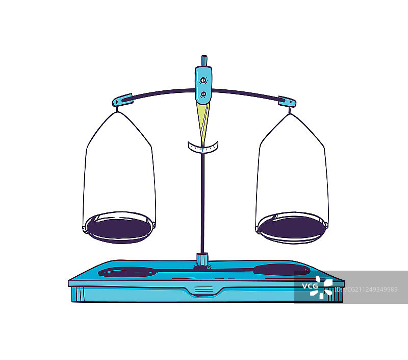 带双盘的体重秤或质量天平图片素材