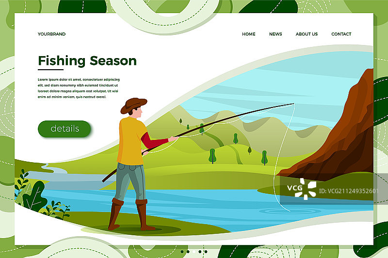 渔夫在河边用鱼竿图片素材