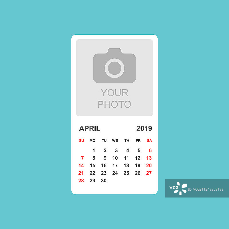 2019年4月简约风格日历图片素材