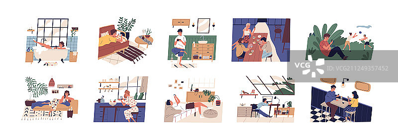 人们使用智能手机的场景合集图片素材