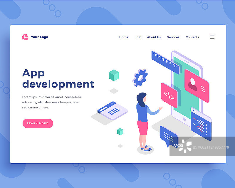 App开发概念办公室女人互动图片素材