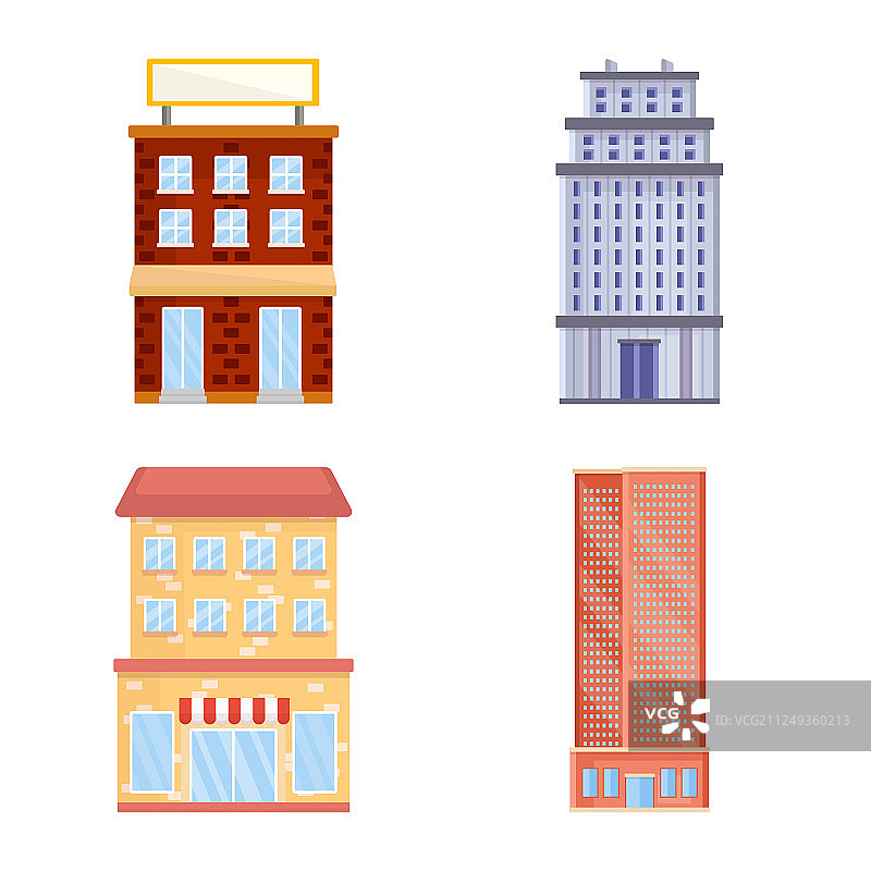 独立物体外观和建筑图标集图片素材