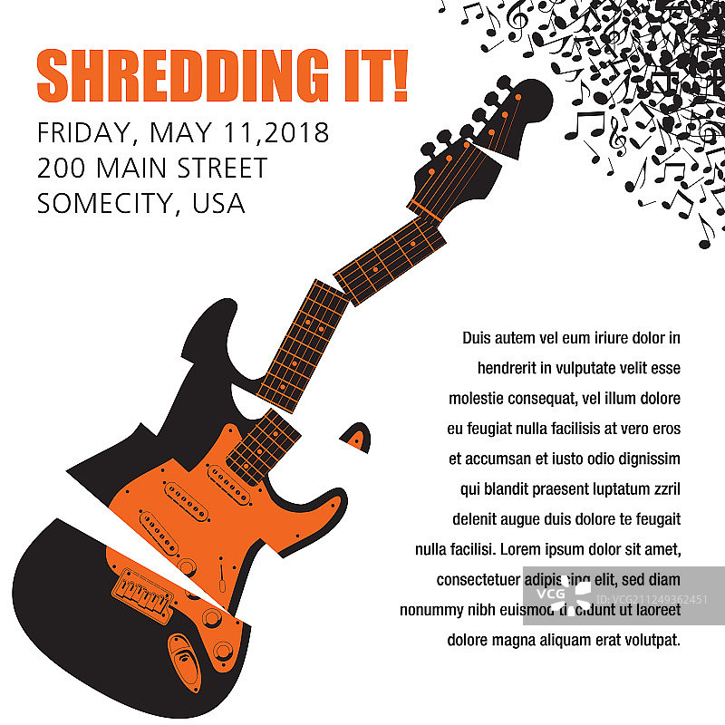 可添加文字的破碎吉他图片素材
