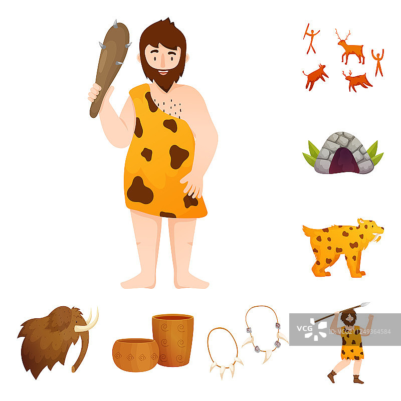 独立的物体年龄和石头图标集图片素材