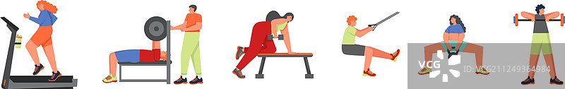 人们在做运动的扁平化设计图片素材