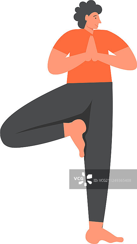 树式瑜伽扁平风格设计图片素材