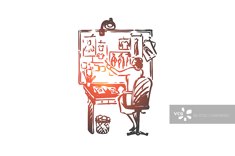 时装设计师面料设计理念图片素材