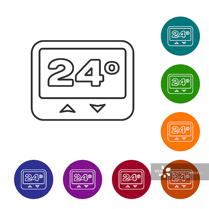 白色背景上的灰色恒温器线条图标图片素材