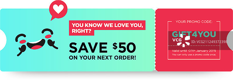 带优惠券代码的快餐礼品券图片素材