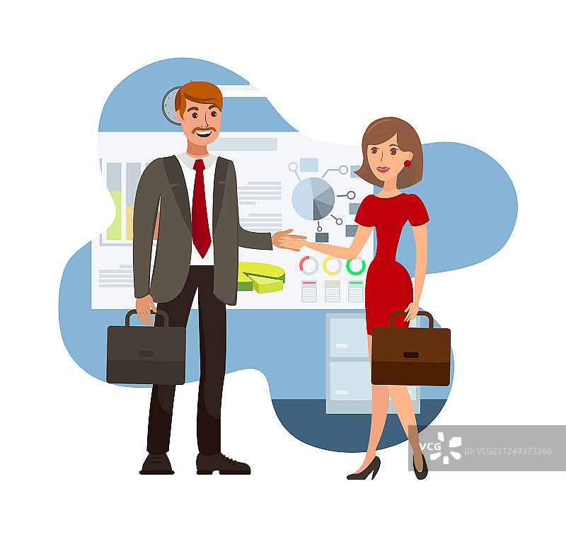 彩色商务谈判图片素材