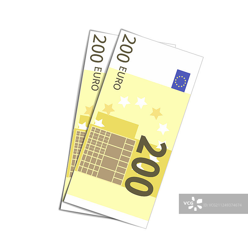 两张简单的200欧元纸币图片素材