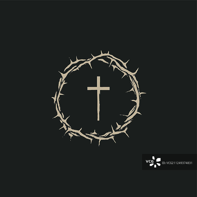 荆棘冠冕和十字架复活节banner图片素材