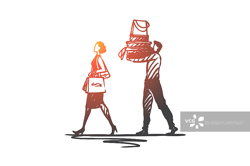 情侣购物袋促销商店概念图片素材