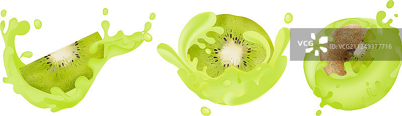 逼真猕猴桃飞溅素材图片素材