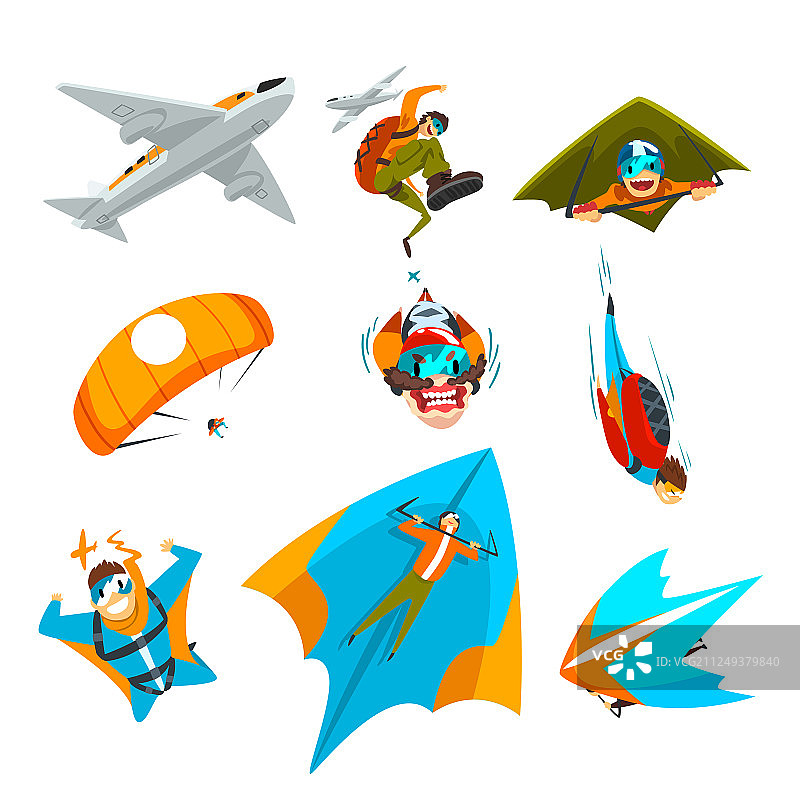 跳伞者身着翼装飞行图片素材