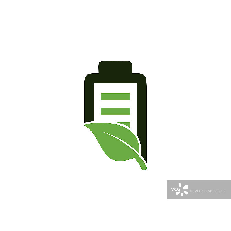 生态自然叶子和电池logo模板图片素材