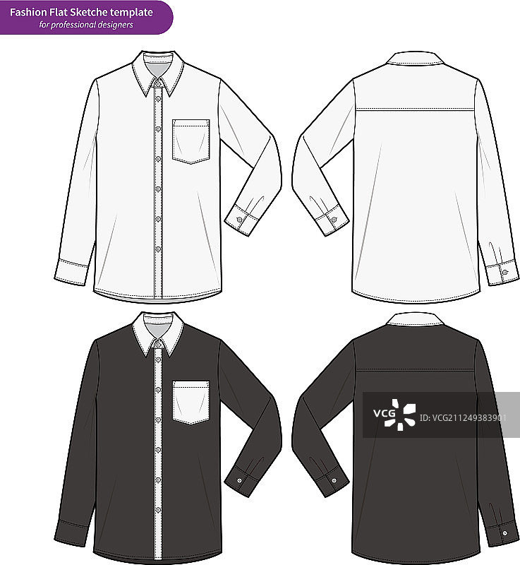 长袖衬衫时尚扁平化技术图图片素材