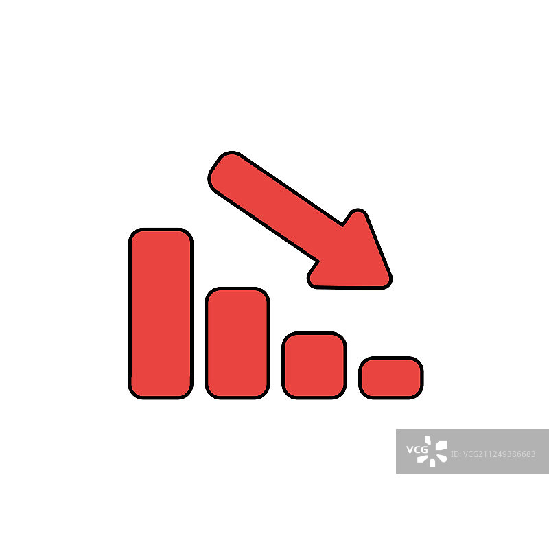 彩色上升销售条形图图标概念图片素材
