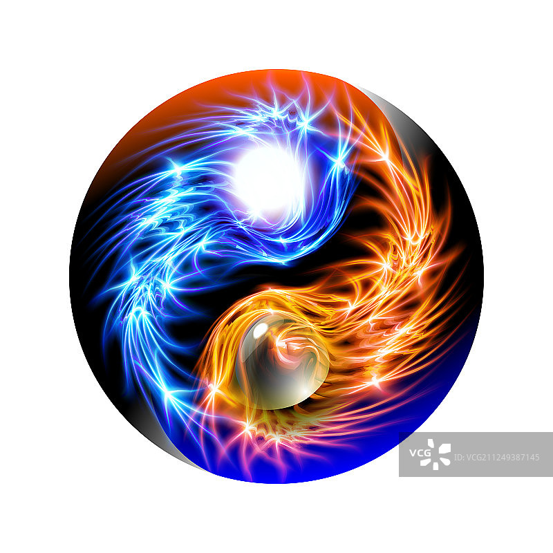 现代蓝红色宇宙阴阳概念图片素材