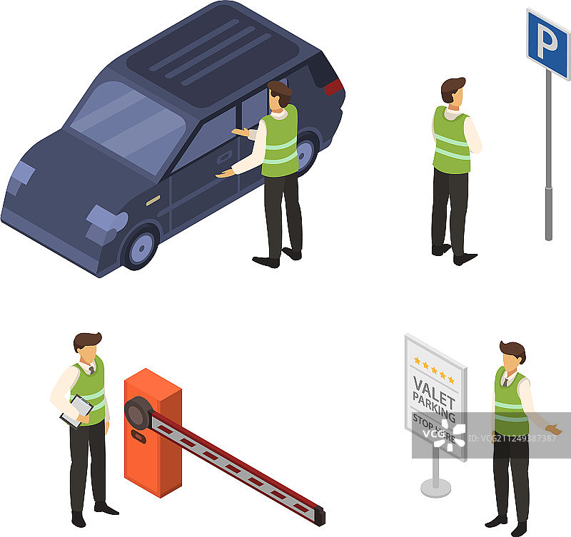 泊车员图标集2.5D风格图片素材